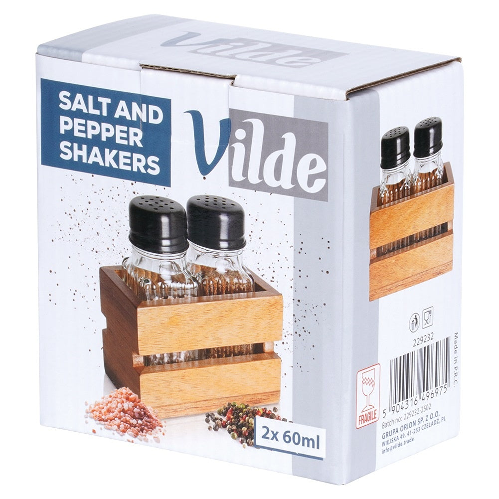 Salt and Pepper Shakers with Stand, 3-Piece Set