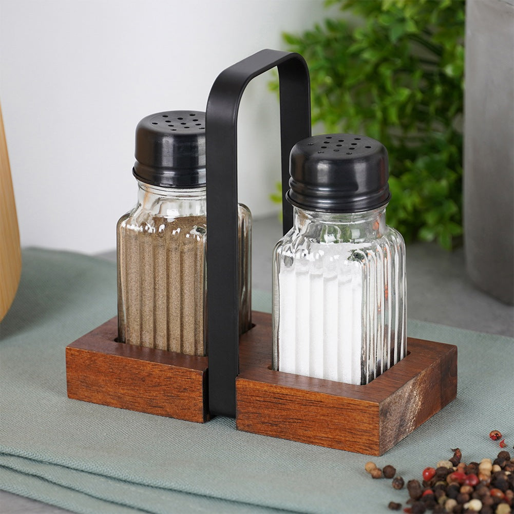 Salt and Pepper Shakers with Stand, 3-Piece Set