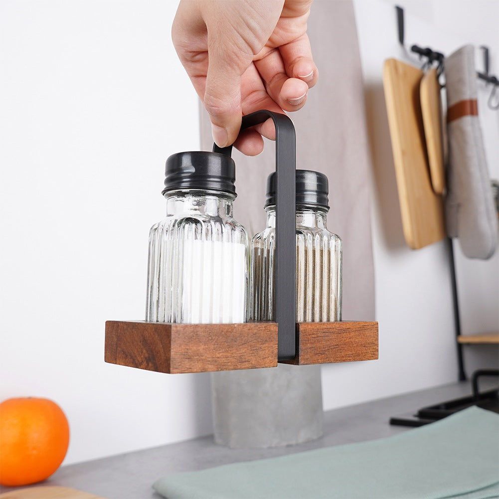 Salt and Pepper Shakers with Stand, 3-Piece Set