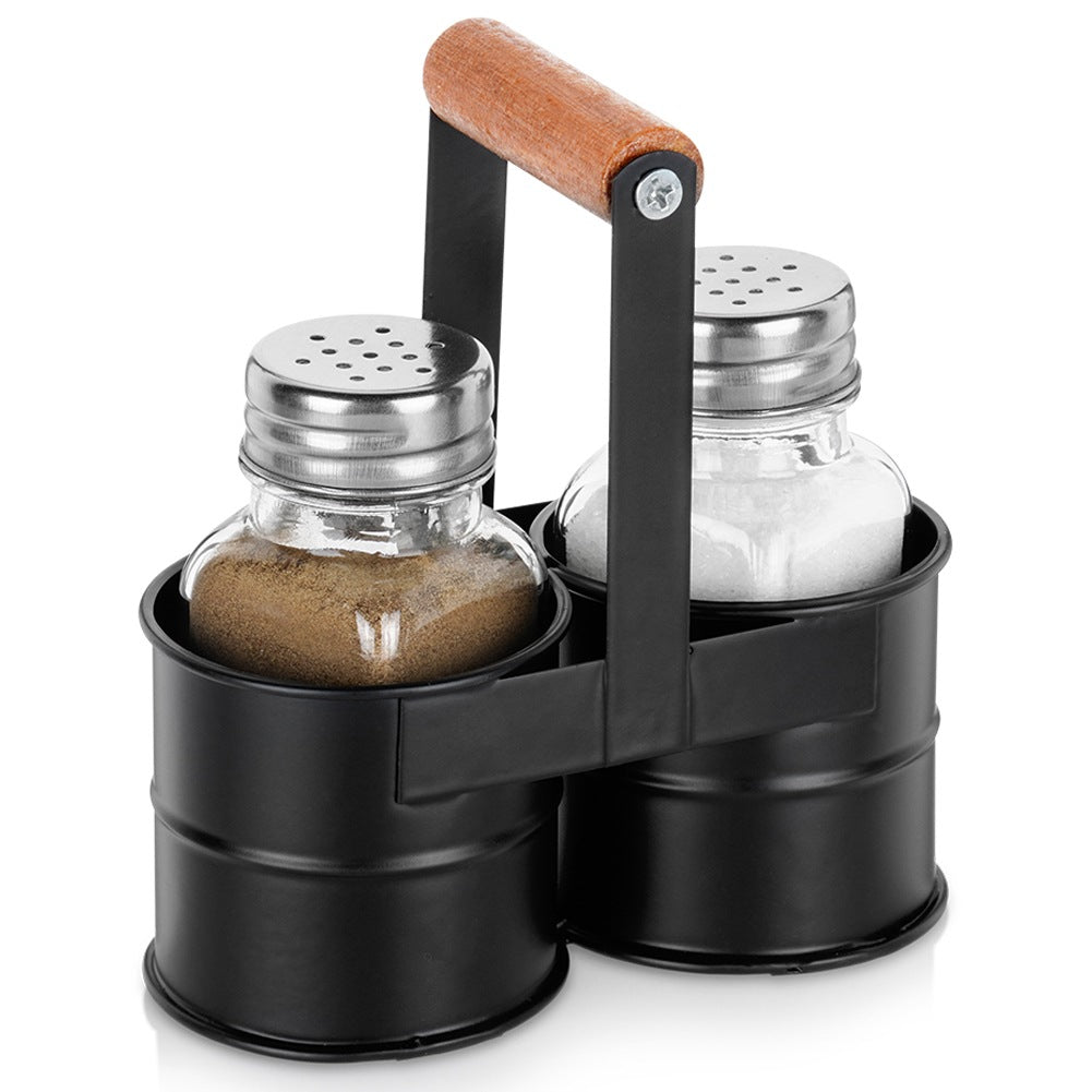 Salt and pepper shakers with stand, 3 pieces