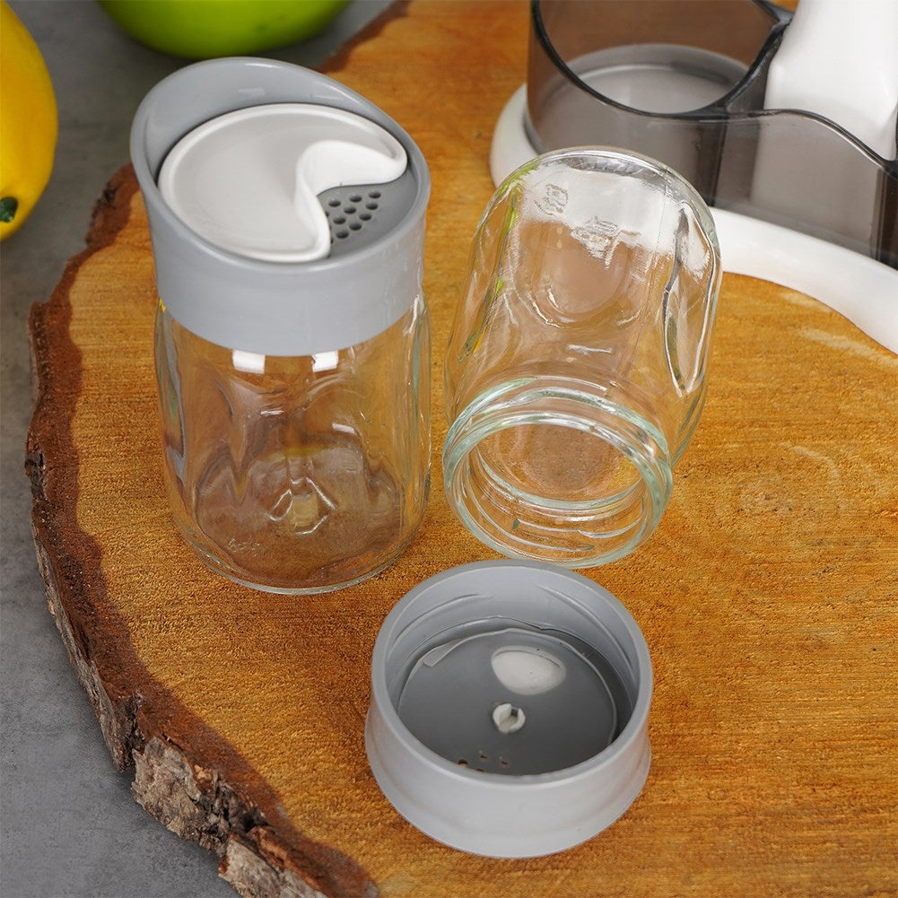 Salt and pepper shakers with stand, 3 pieces