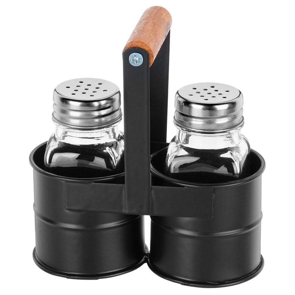 Salt and pepper shakers with stand, 3 pieces