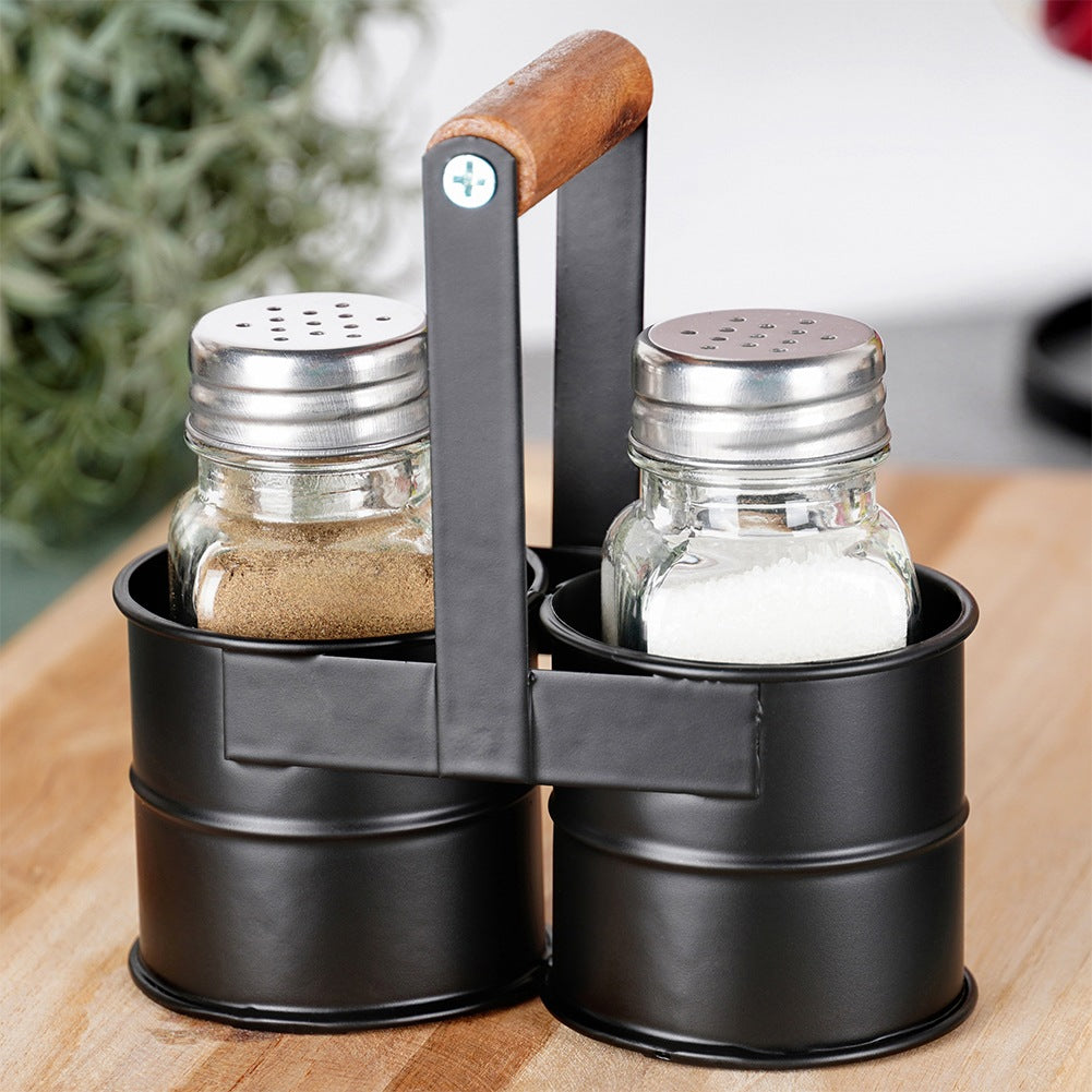 Salt and pepper shakers with stand, 3 pieces