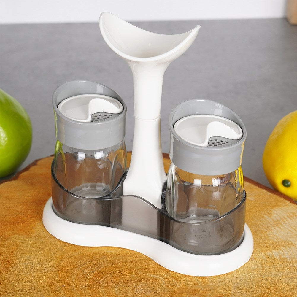 Salt and pepper shakers with stand, 3 pieces