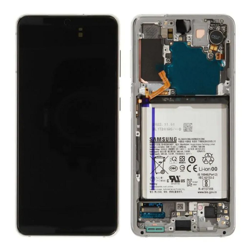 Samsung Galaxy S21 LCD Display with Original Battery - Phantom White