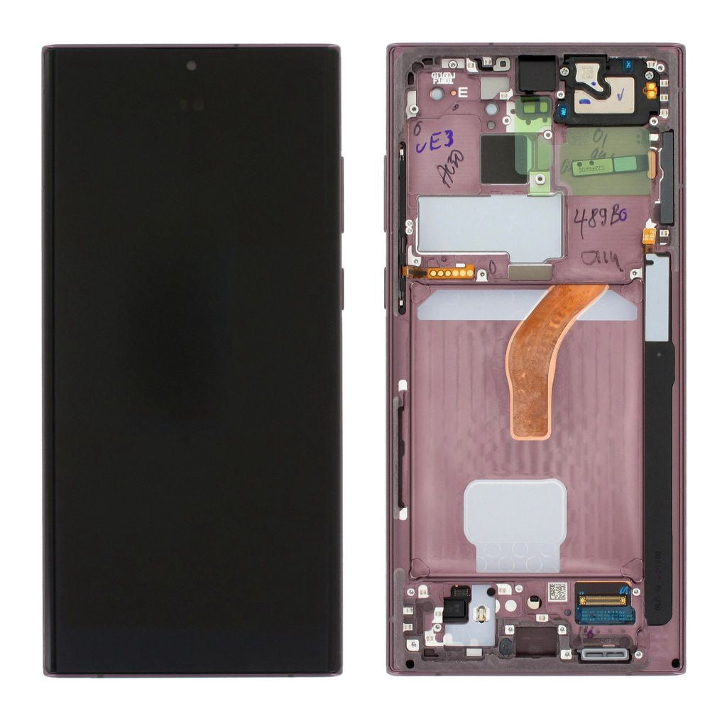 Samsung Galaxy S22 Ultra LCD-skärm Original - Vinröd