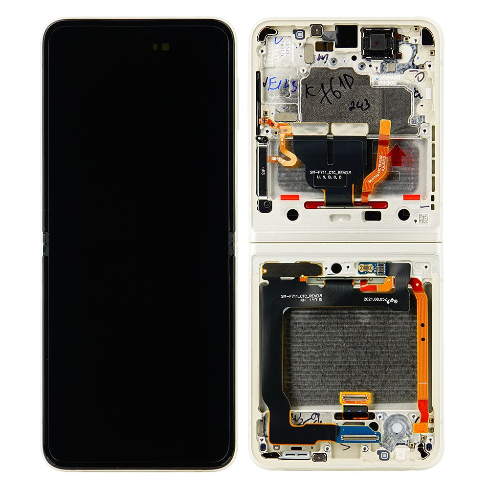 Samsung Galaxy Z Flip 3 5G LCD-skärm (utan kamera) - Creme