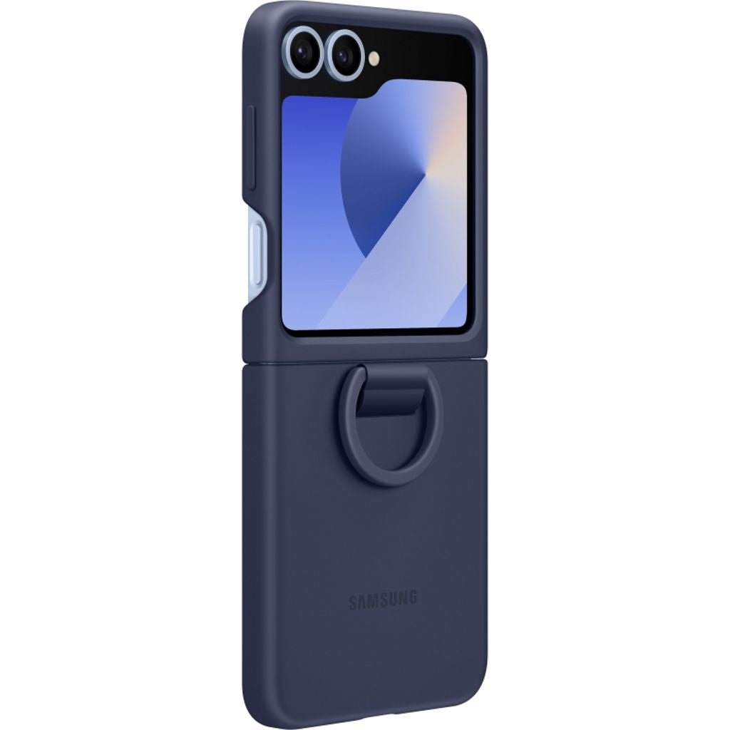 Samsung Galaxy Z Flip6 Silicone Case with Ring Holder - Navy Blue