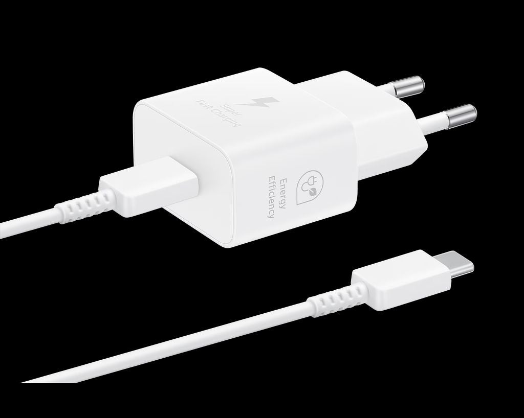 Samsung Quick charger, USB-C, 25W, with data cable - White