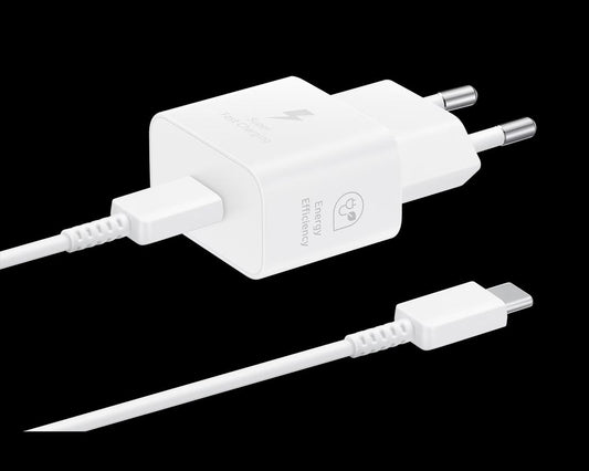 Samsung Quick charger, USB-C, 25W, with data cable - White