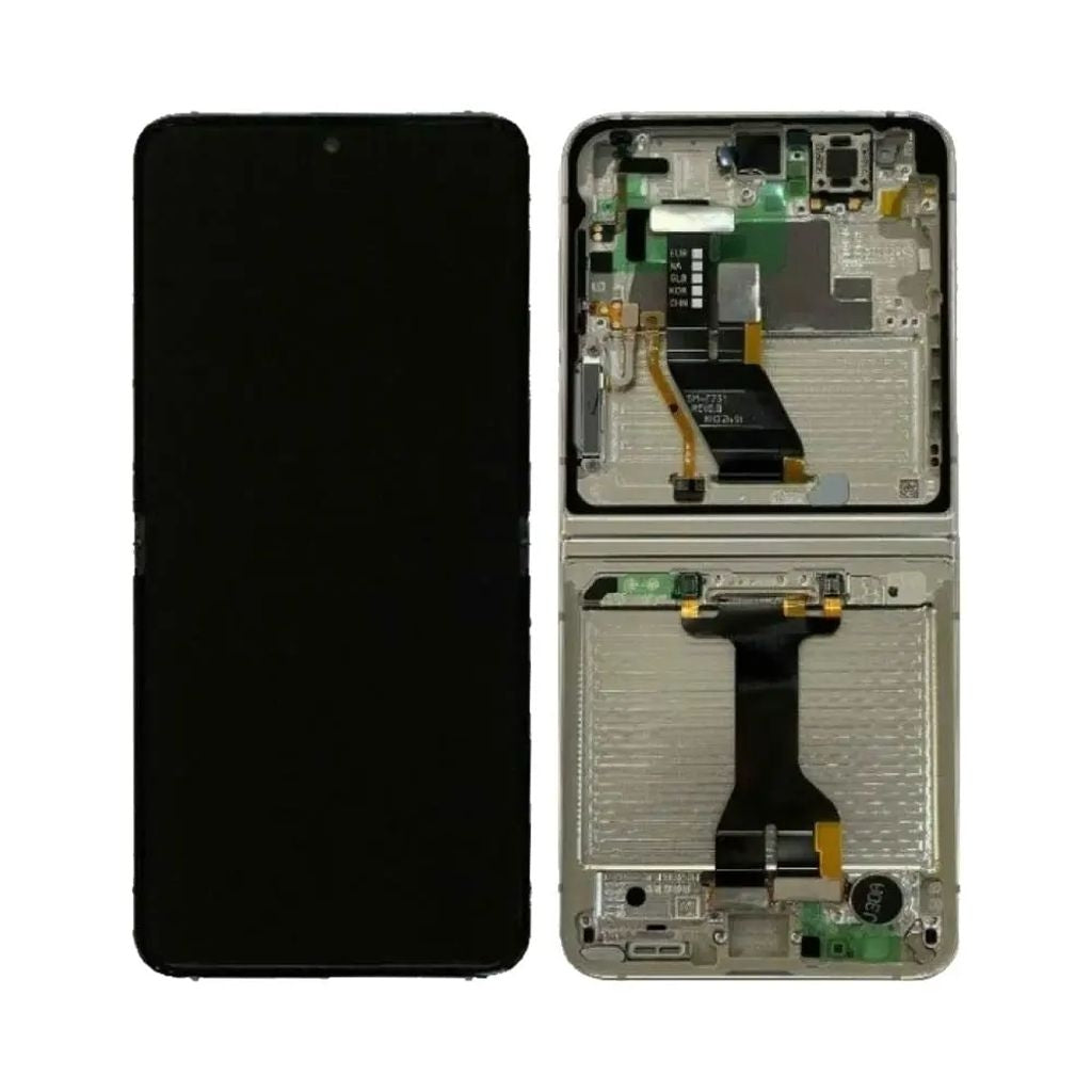 Samsung SM-F731B Galaxy Z Flip5 5G LCD+Pekskärm+Innerskal (Crämfärgad)