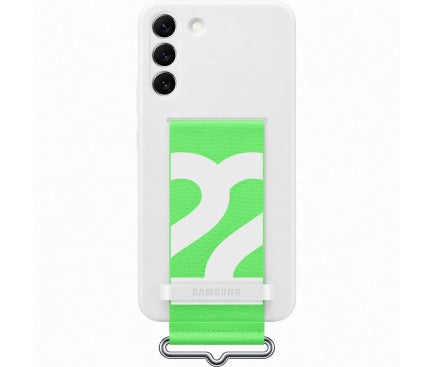 Samsung Silicone Cover with Strap for Samsung Galaxy S22 Plus - White