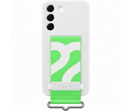 Samsung Silicone Cover with Strap for Samsung Galaxy S22 - White