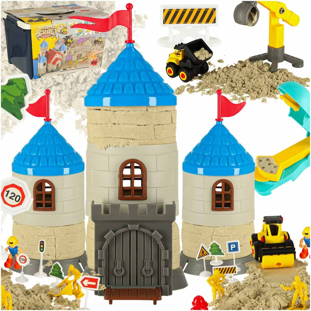 Sand Play Set – 1100g with Castle & Vehicle Molds
