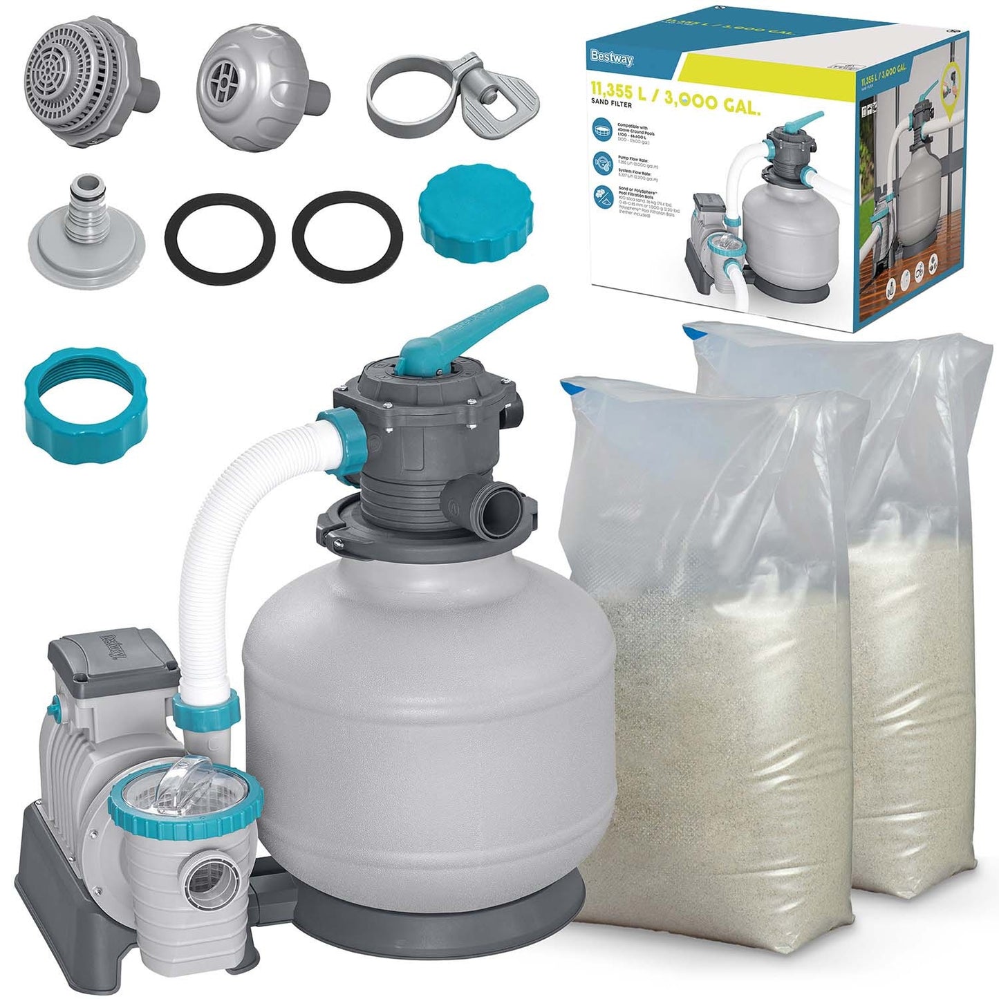 Sand pump 11355 L/h + Sand 50kg Bestway