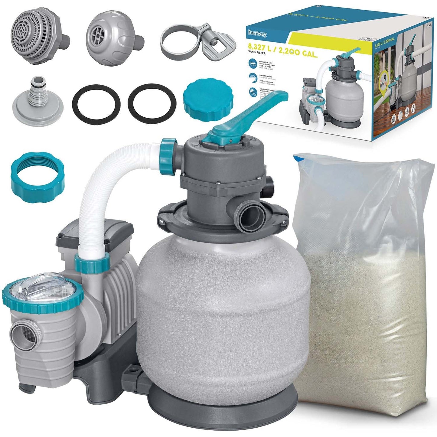 Sand pump 8327 l/h Bestway 58499 + sand 25 kg