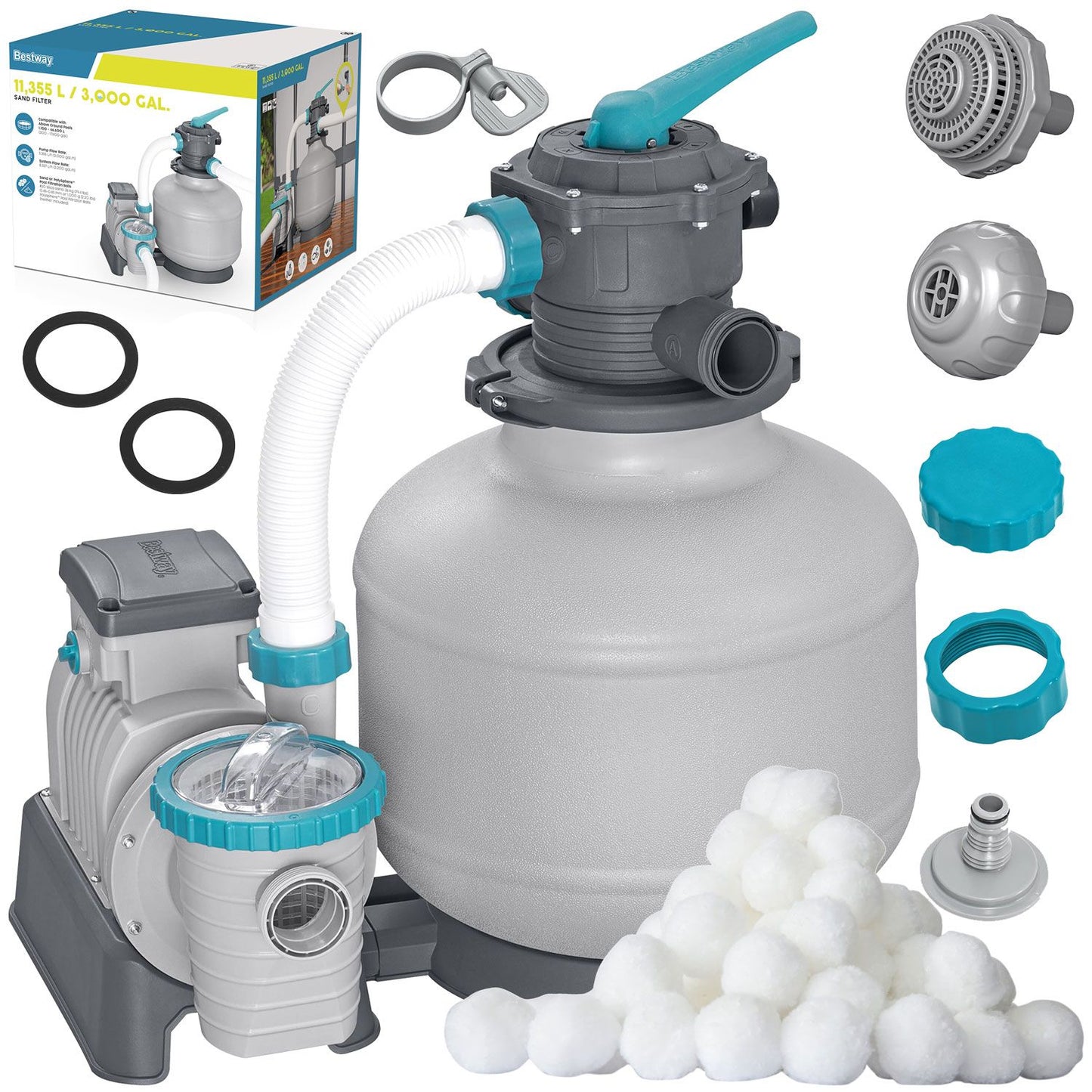 Sand pump for pools 11355 L/h Bestway 58486 + filter balls