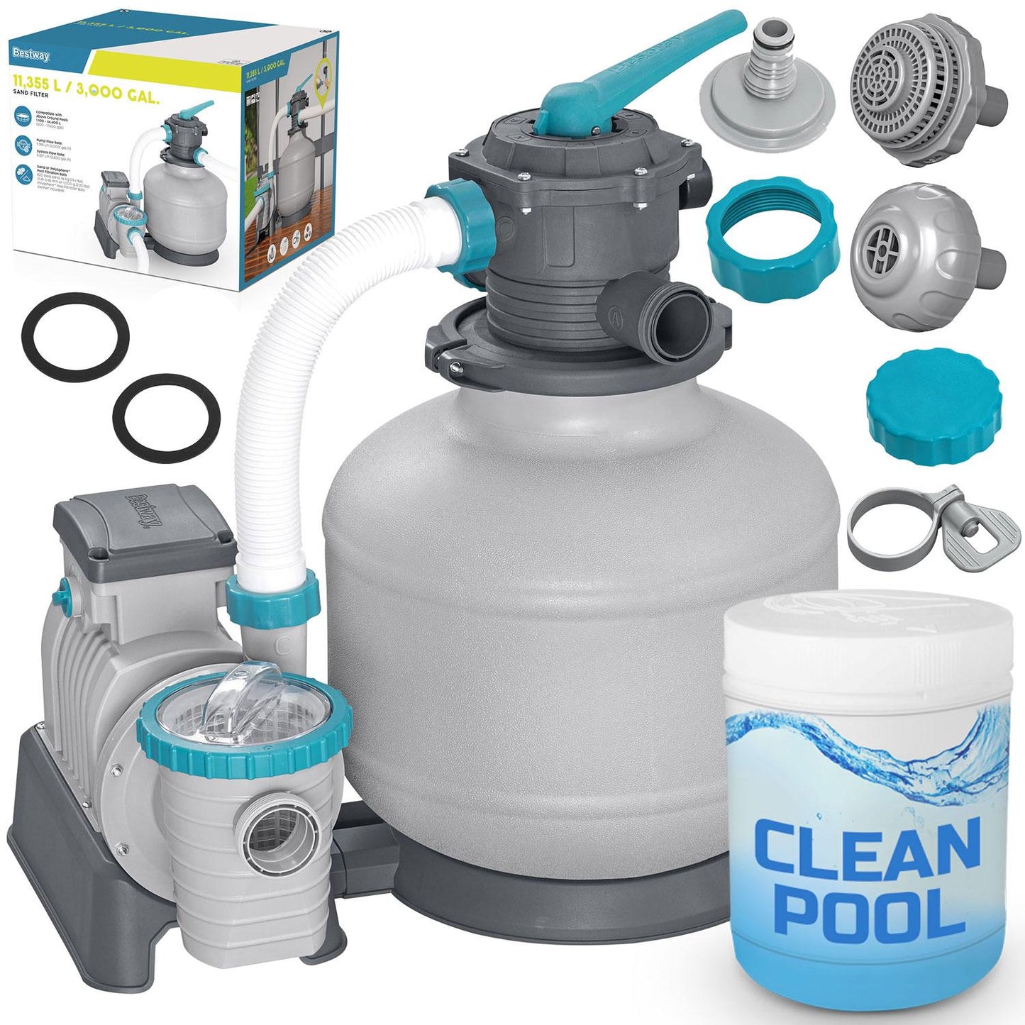 Sand pump for pools 11355 L/h Bestway 58486 + multifunctional tablets