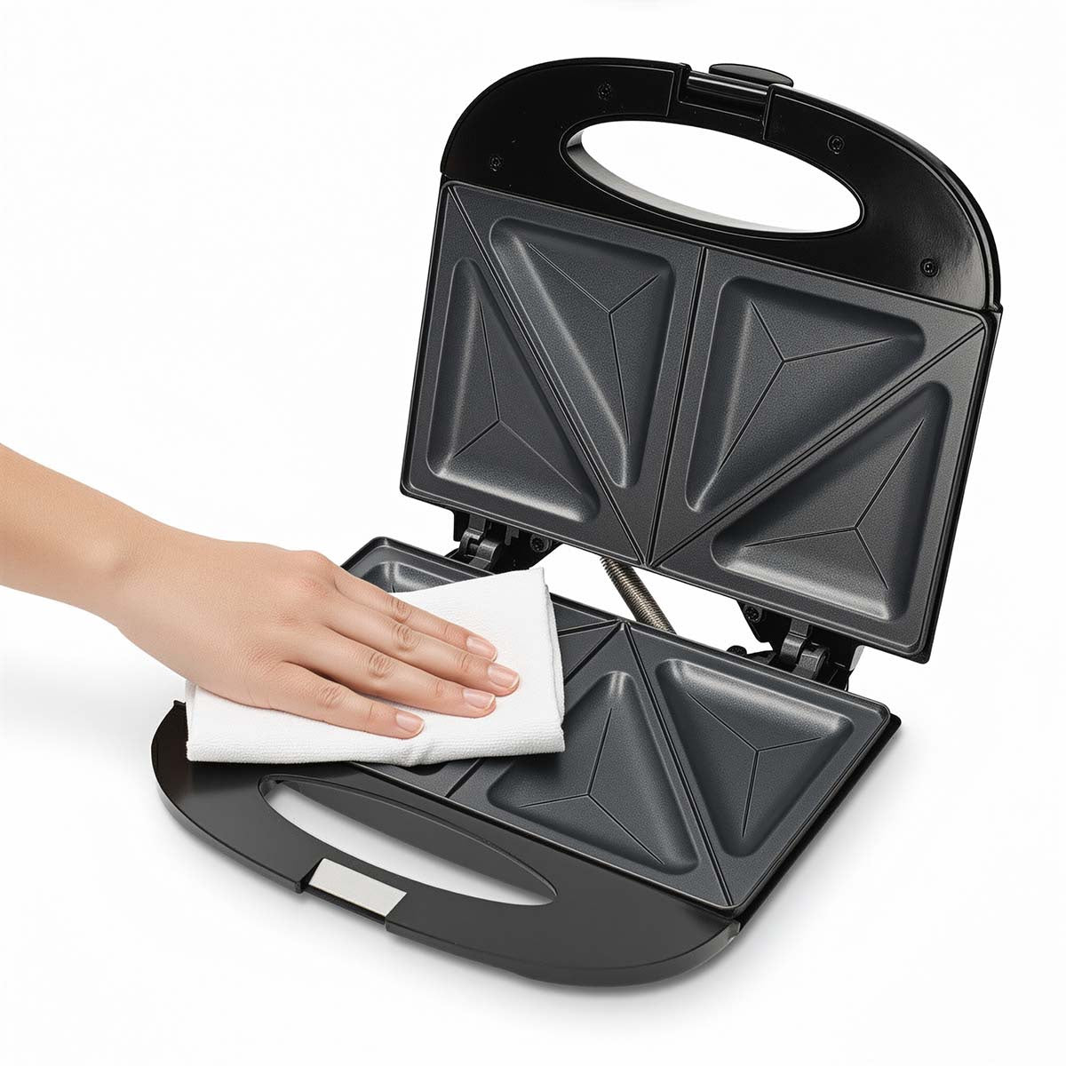 Sandwich Maker, 750W, Non-Stick, Auto Temp Control, Black
