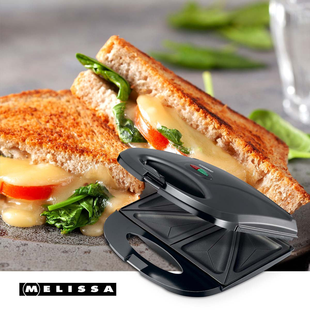 Sandwich Maker, 750W, Non-Stick, Auto Temp Control, Black