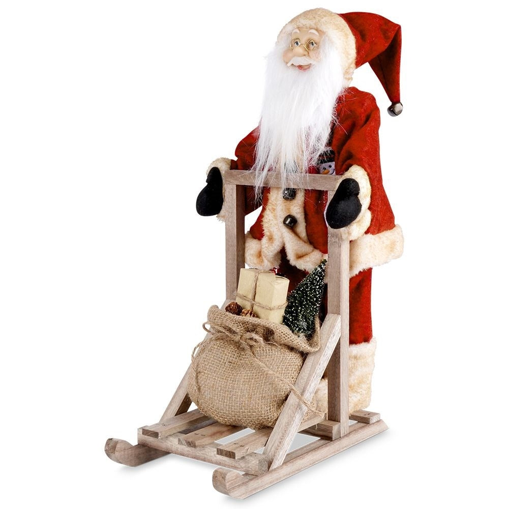 Santa on a sleigh: 47 cm high winter decoration with bell