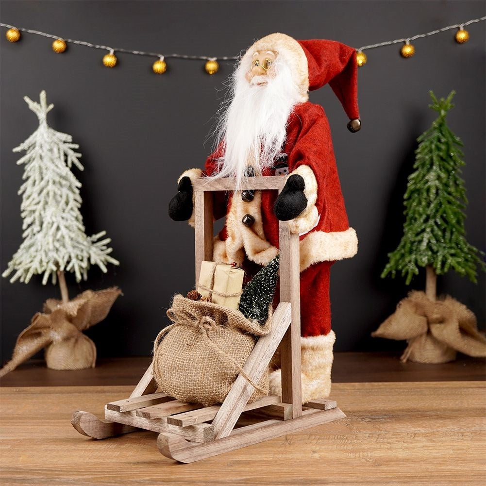 Santa on a sleigh: 47 cm high winter decoration with bell
