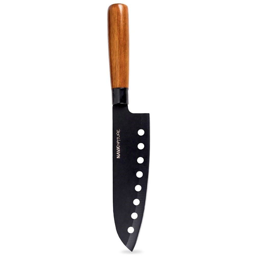 Santoku Chef's Knife 16.5 cm Black Blade Wooden Handle