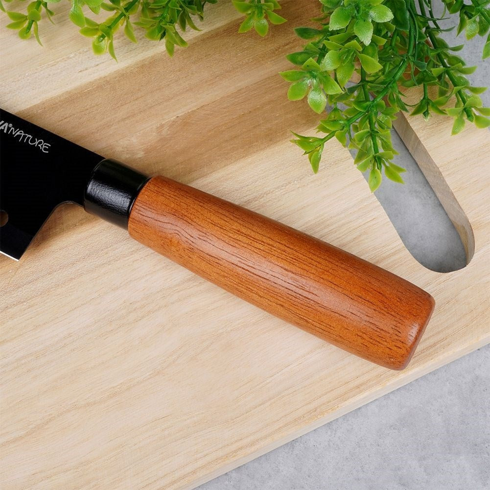 Santoku Chef's Knife 16.5 cm Black Blade Wooden Handle