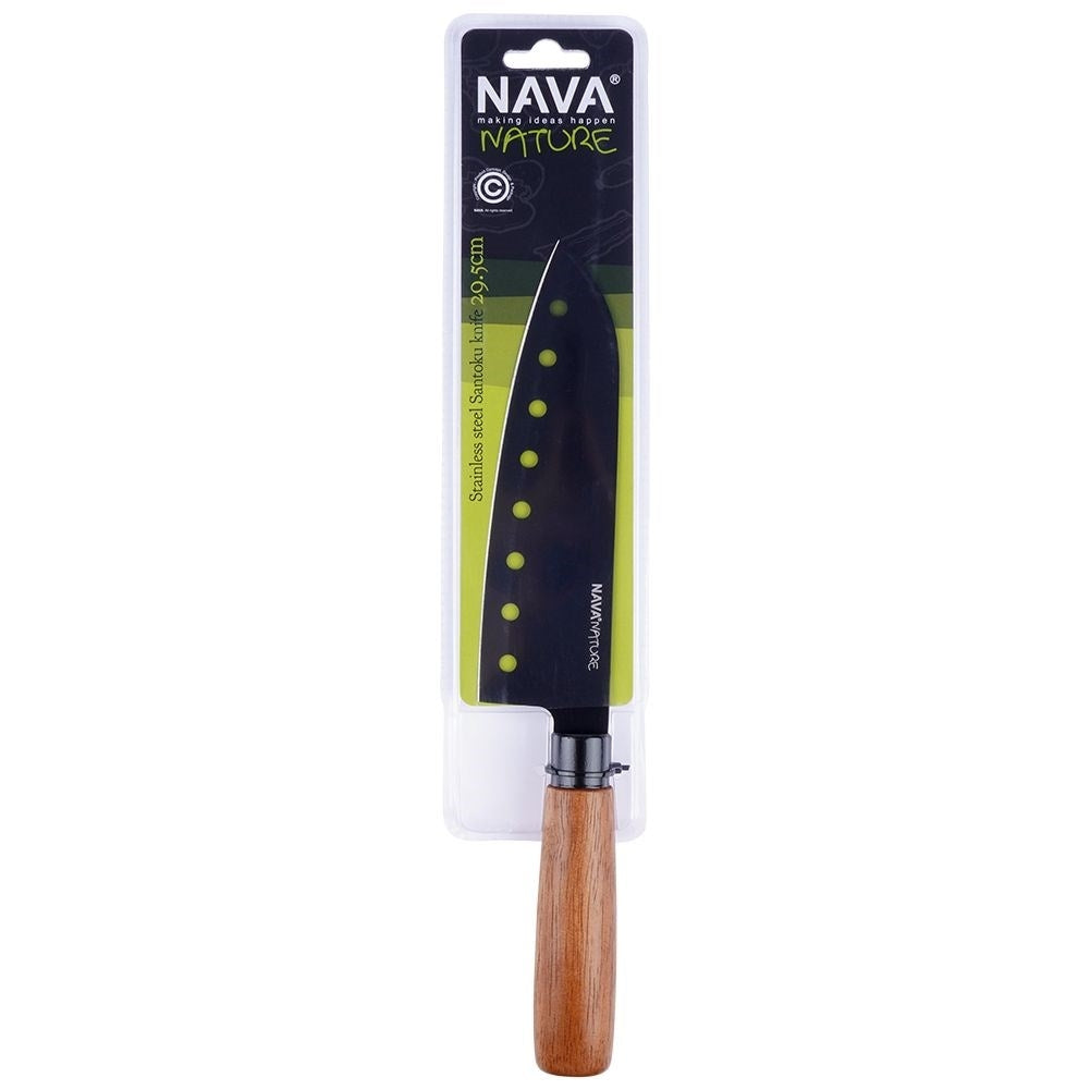 Santoku Chef's Knife 16.5 cm Black Blade Wooden Handle