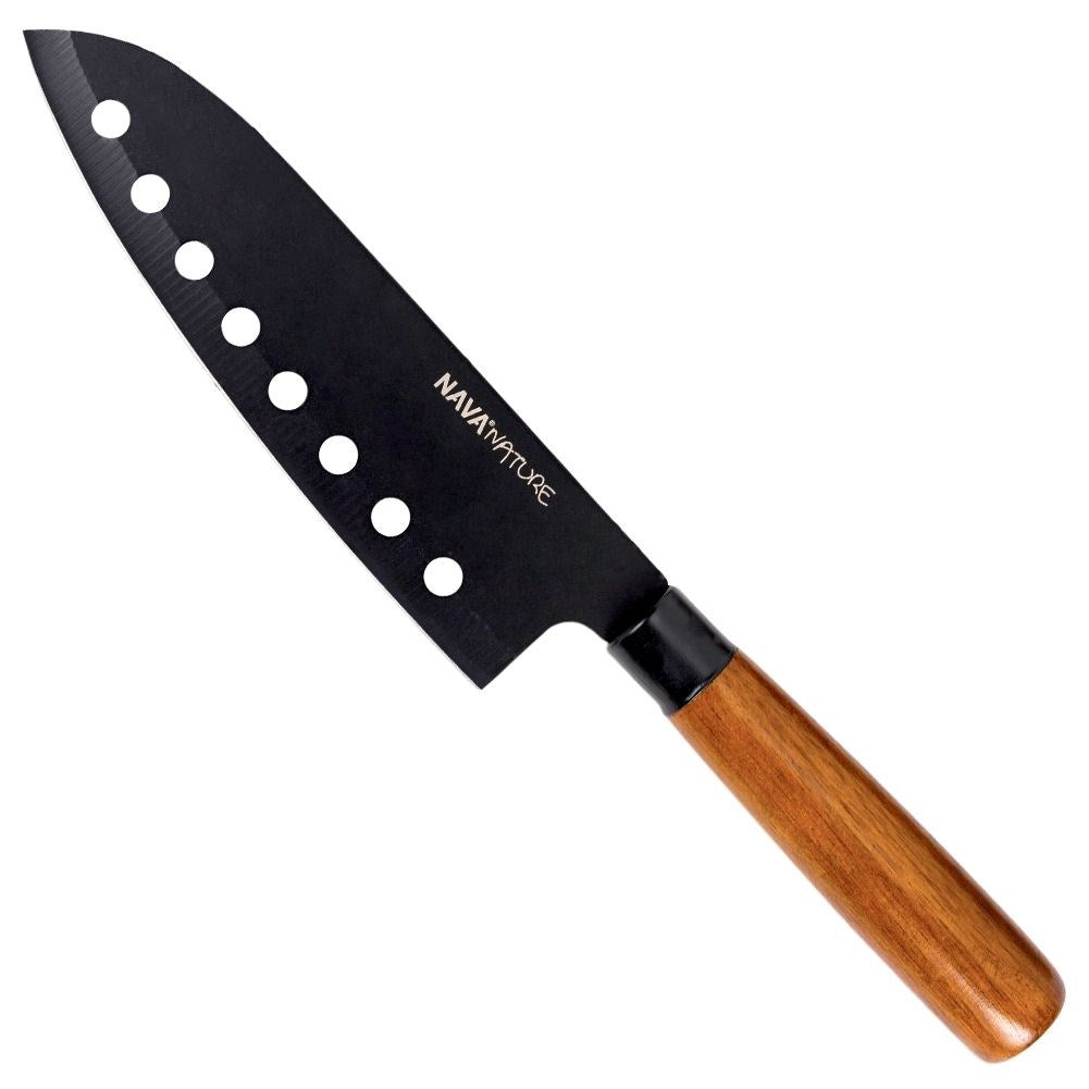 Santoku Chef's Knife 16.5 cm Black Blade Wooden Handle