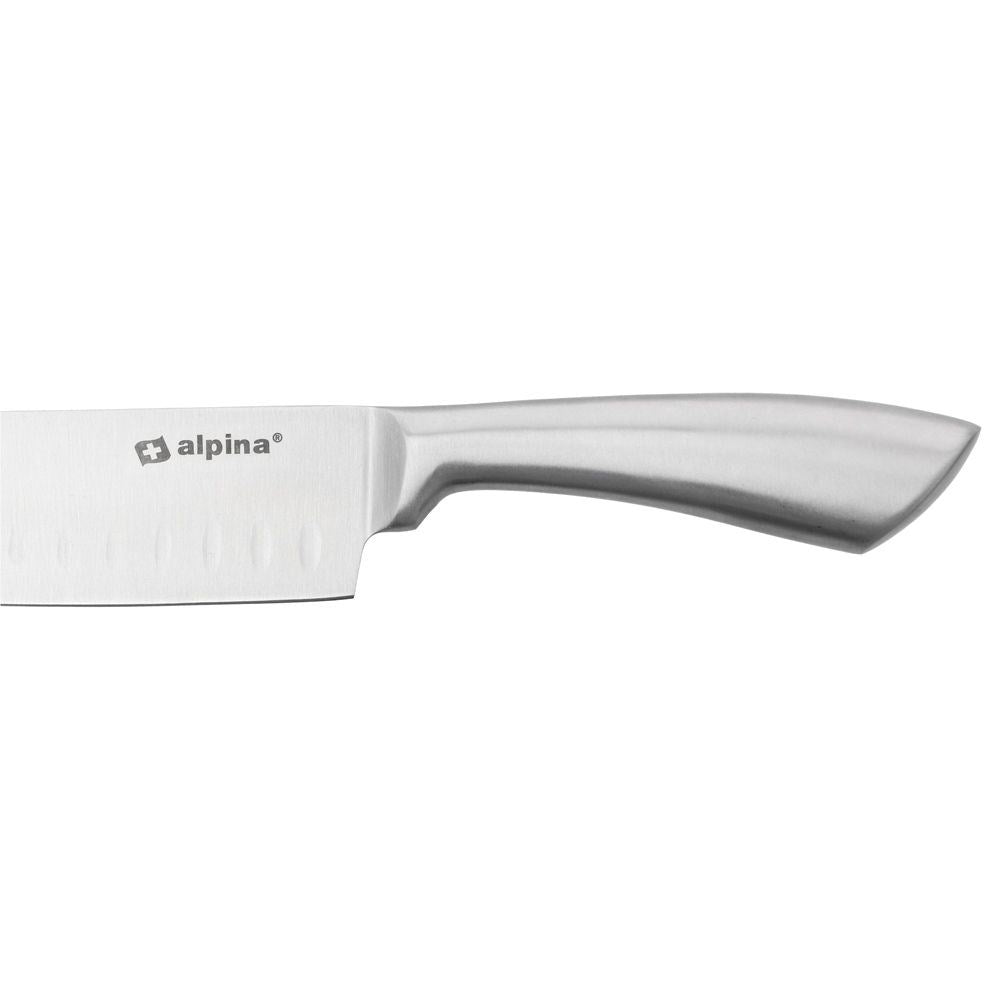 Santoku Chef's Knife in Stainless Steel with Serrated Blades