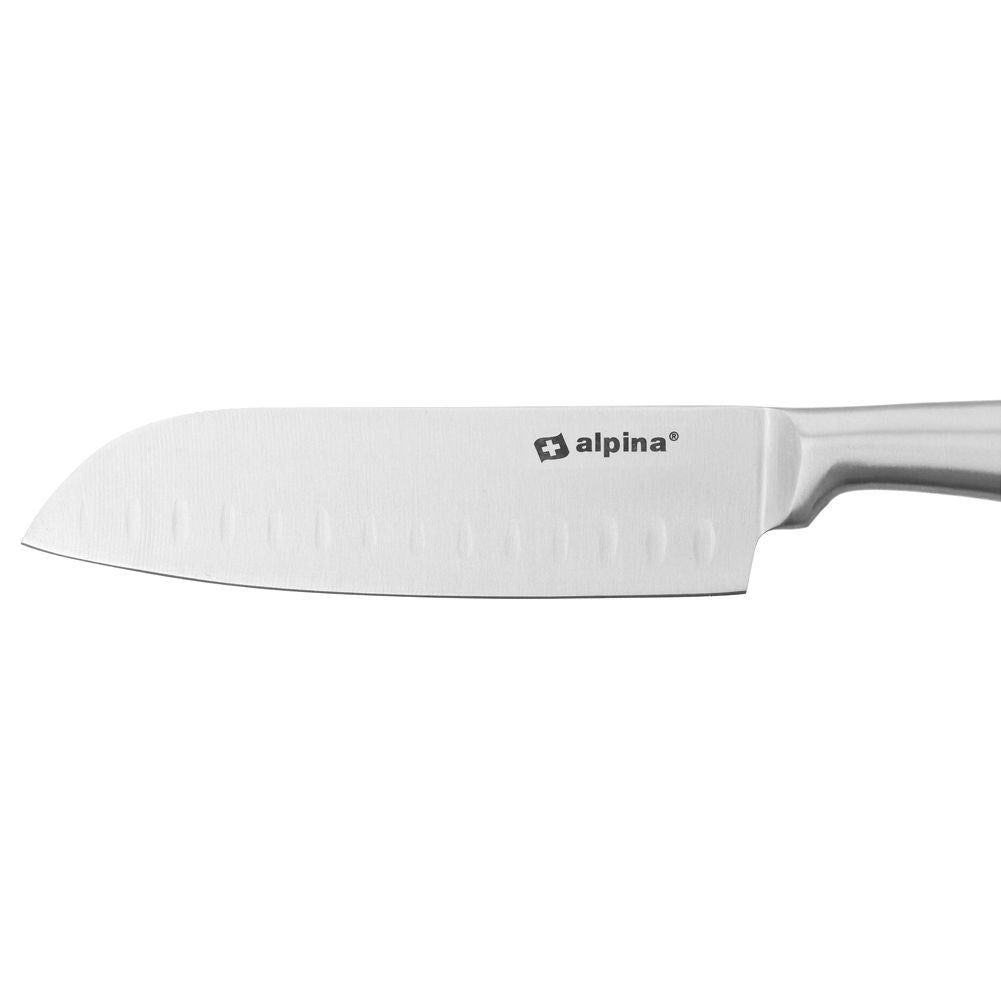 Santoku Chef's Knife in Stainless Steel with Serrated Blades