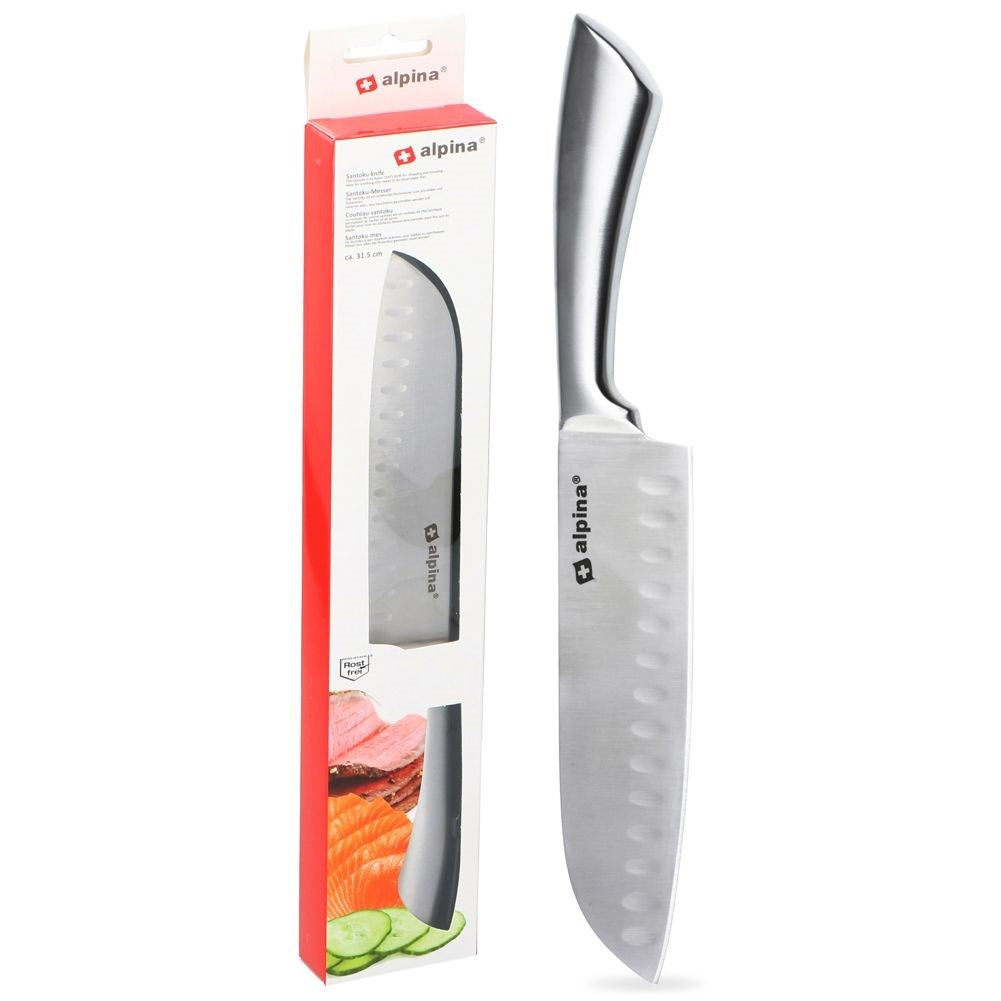 Santoku Chef's Knife in Stainless Steel with Serrated Blades
