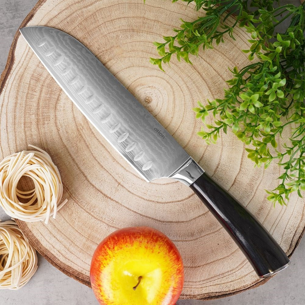 Santoku Chef's Knife with Damascus Steel and Pakka Wood Handle