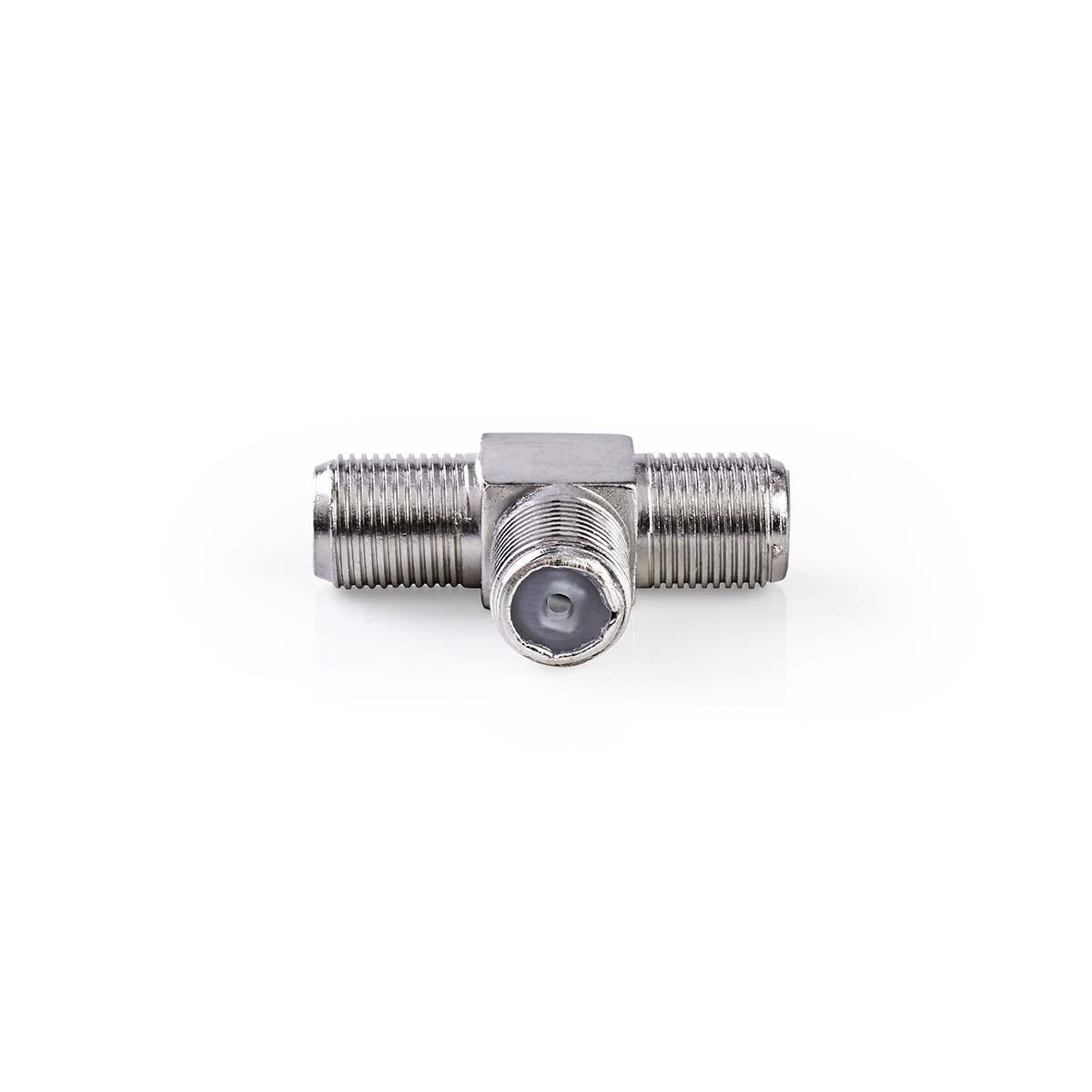 Satellite & Antenna Adapter | F Female | 2x F Female | Nickel Plated | 75 Ohm | T-Splitter | Metal | Silver | 10 pieces. | Plastic bag