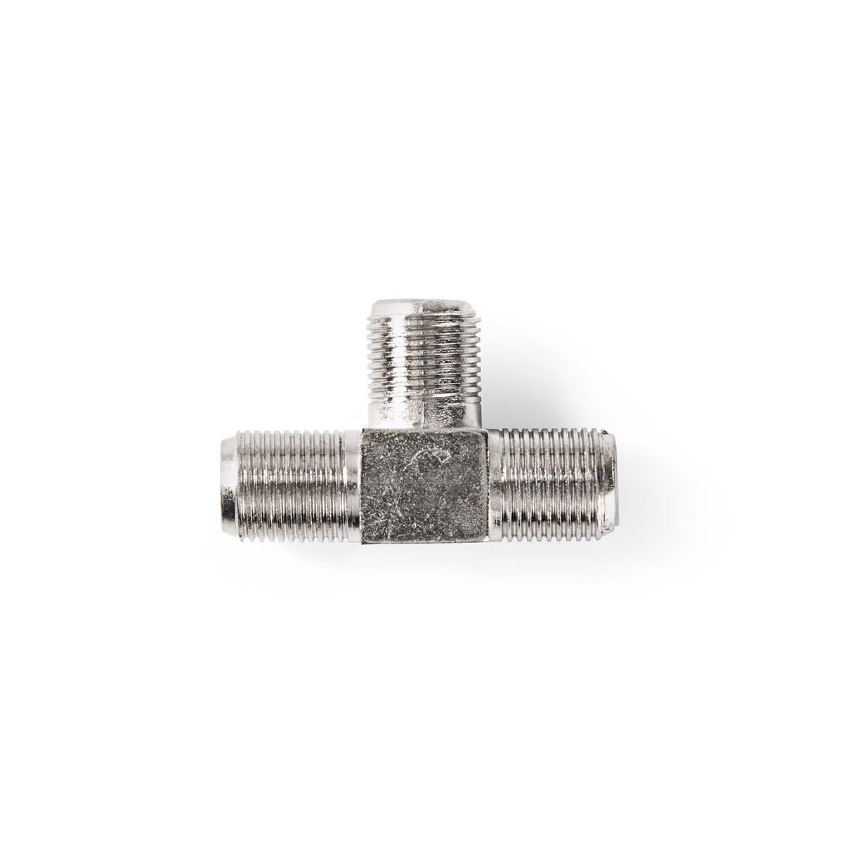 Satellite & Antenna Adapter | F Female | 2x F Female | Nickel Plated | 75 Ohm | T-Splitter | Metal | Silver | 10 pieces. | Plastic bag