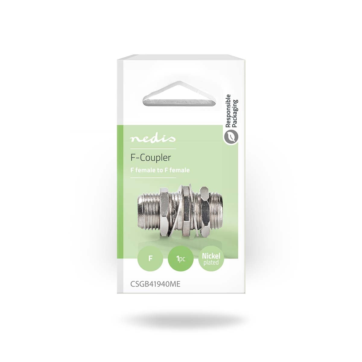 Satellite & Antenna Adapter | F Female | F Female | Nickel Plated | 75 Ohm | Straight | Metal | Silver | 1 pc. | Box