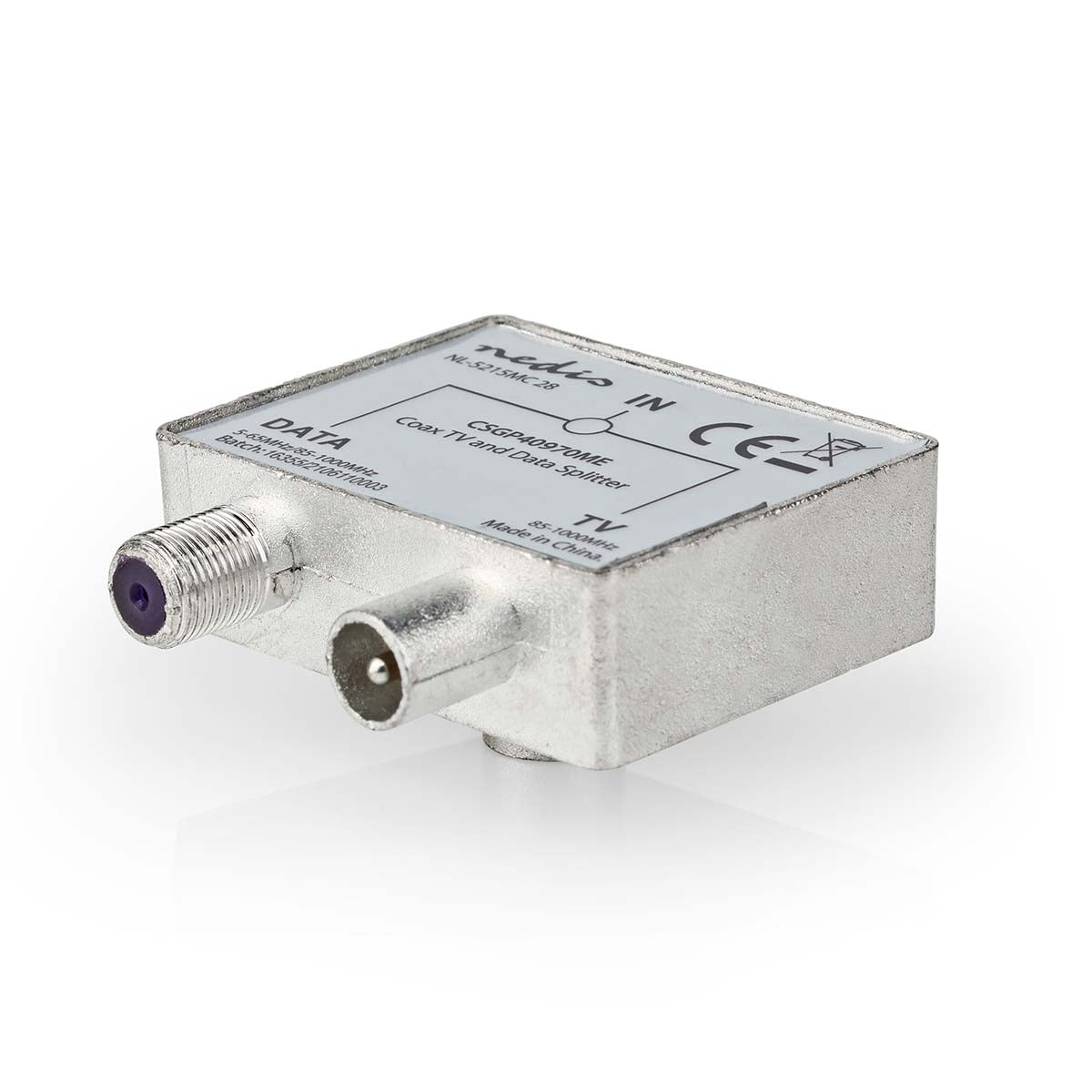 Satellite & Antenna Adapter | F Female / IEC (Coax) Male | IEC (Coax) Female | Nickel Plated | 75 Ohm | Straight | Metal | Metal / Silver | 1 pc. | Box