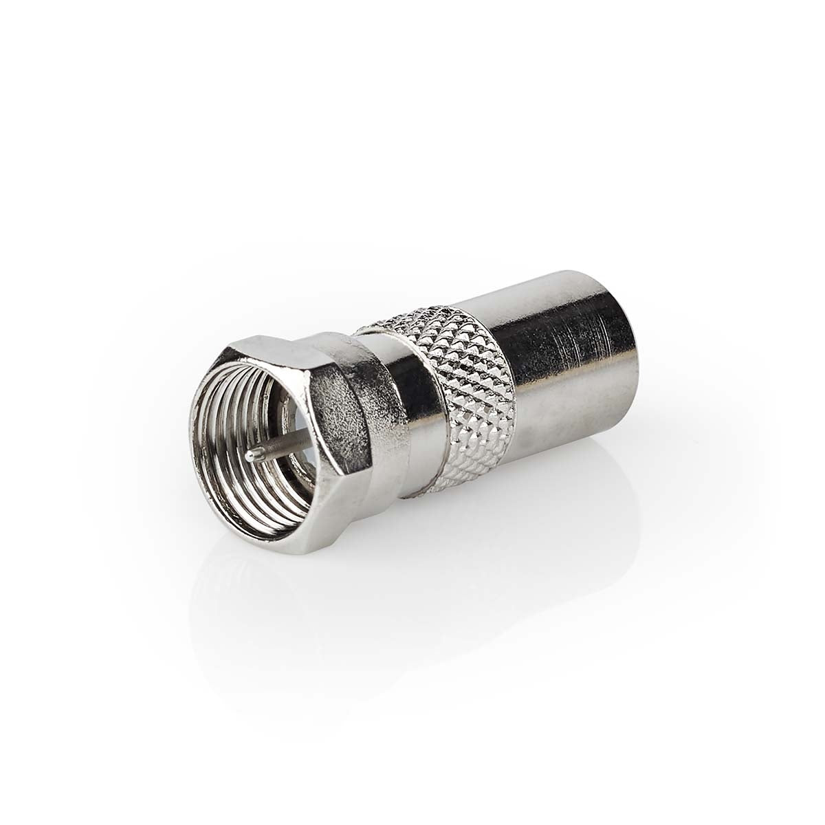 Satellite & Antenna Adapter | F Male | IEC (Coax) Male | Nickel Plated | 75 Ohm | Straight | Metal | Silver | 10 pieces. | Envelope