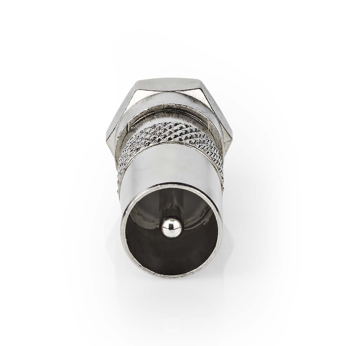 Satellite & Antenna Adapter | F Male | IEC (Coax) Male | Nickel Plated | 75 Ohm | Straight | Metal | Silver | 10 pieces. | Envelope