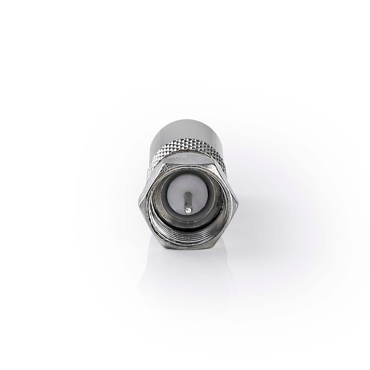 Satellite & Antenna Adapter | F Male | IEC (Coax) Male | Nickel Plated | 75 Ohm | Straight | Metal | Silver | 1 pc. | Box