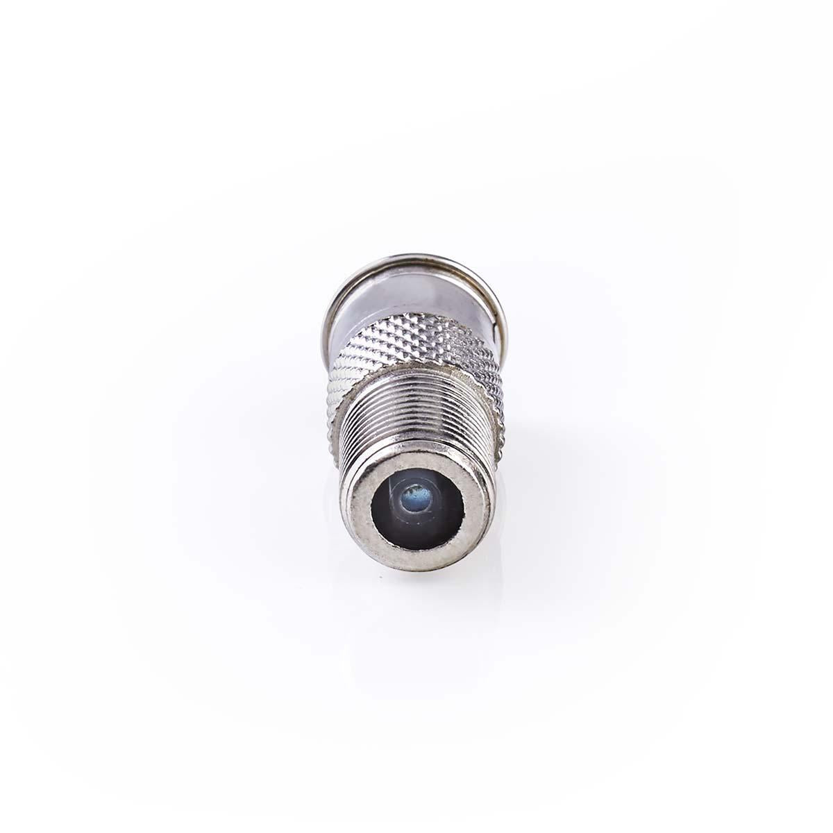 Satellite & Antenna Adapter | F Male Quick | F Female | Nickel Plated | 75 Ohm | Straight | Metal | Silver | 10 pieces. | Envelope