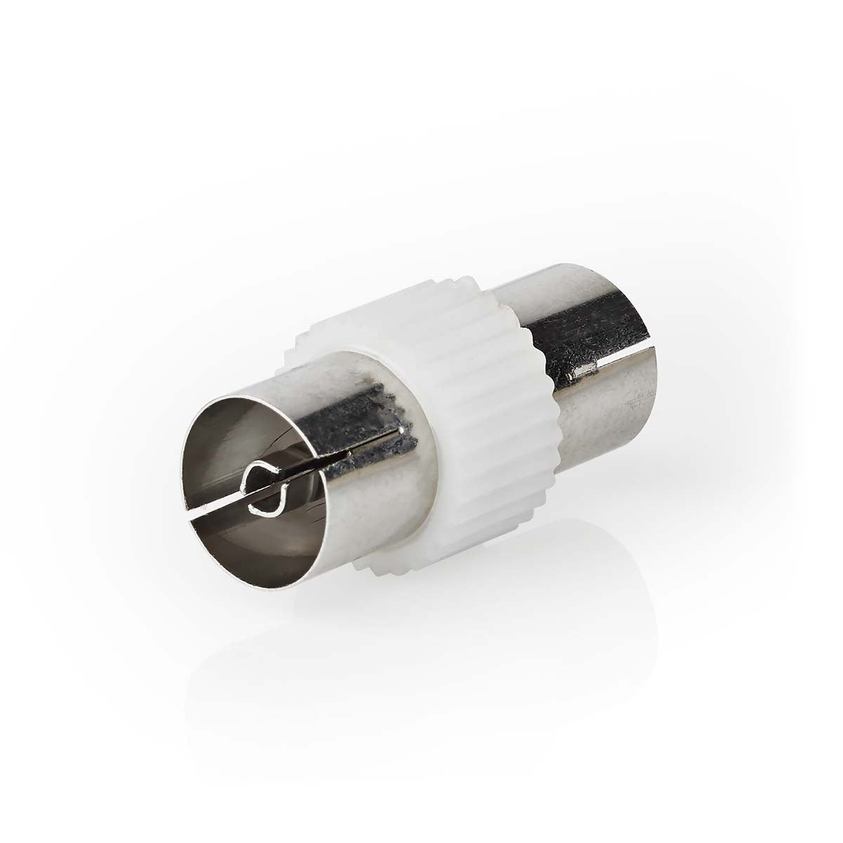 Satellite & Antenna Adapter | IEC (Coax) Female | IEC (Coax) Female | Nickel Plated | 75 Ohm | Straight | Metal / Plastic | White | 1 pc. | Box