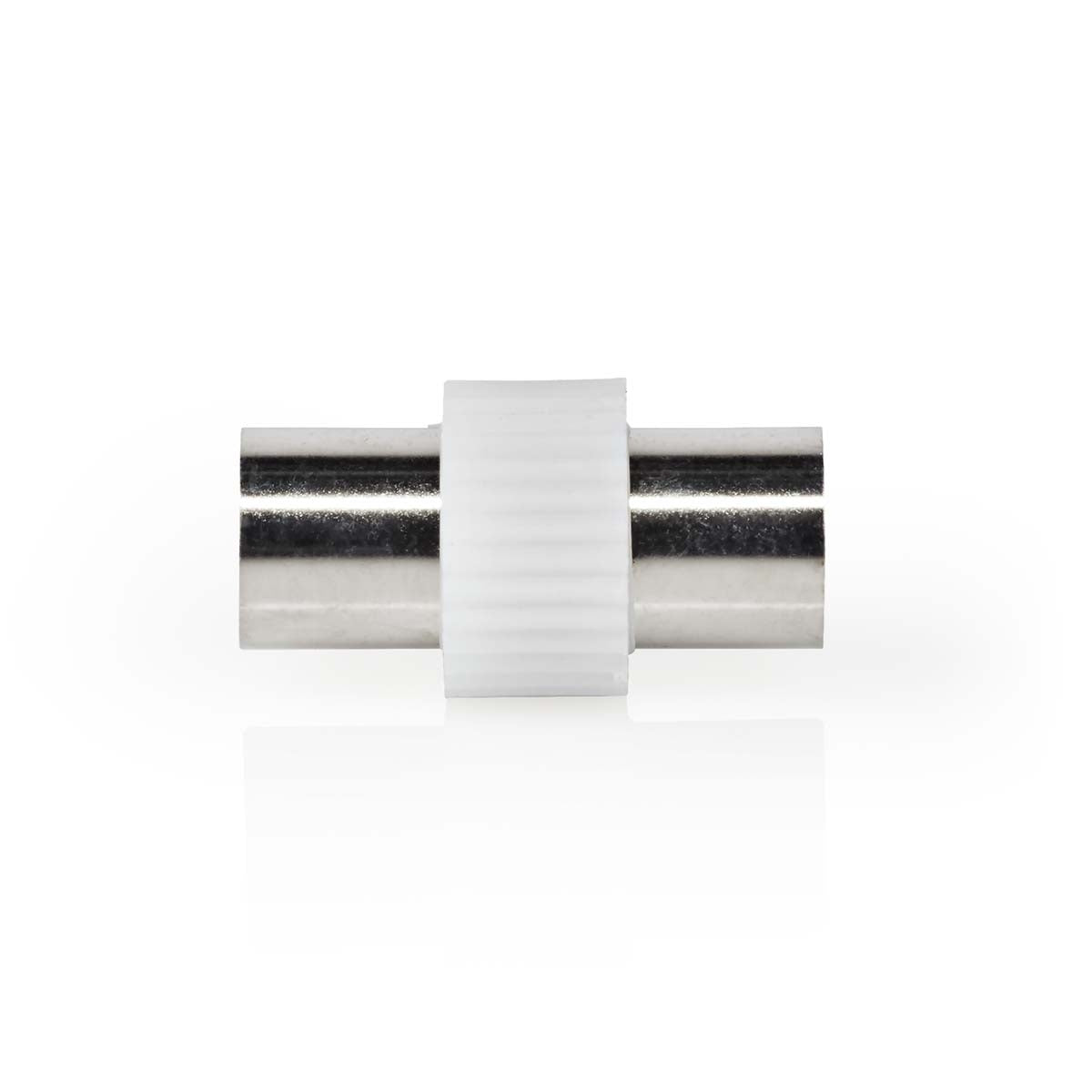 Satellite & Antenna Adapter | IEC (Coax) Male | IEC (Coax) Male | Nickel Plated | 75 Ohm | Straight | Metal / Plastic | White | 1 pc. | Box