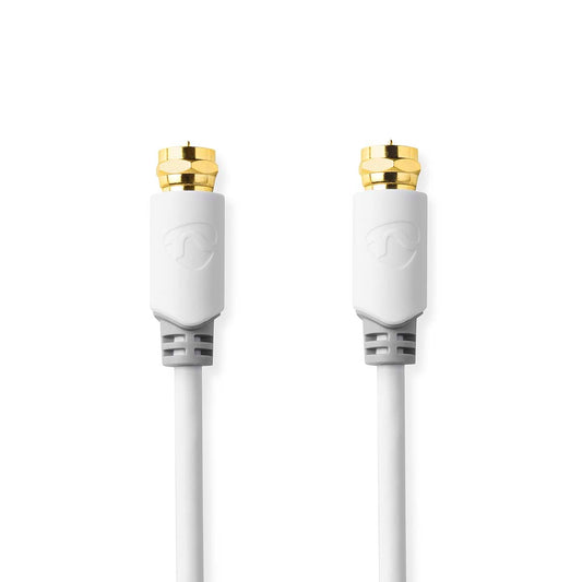 Satellite & Antenna cable | F Male | F Male | Gold Plated | 75 Ohm | Single shell protection | 2.00 m | Round | PVC | White | Box