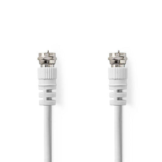 Satellite & Antenna cable | F Male | F Male | Nickel Plated | 75 Ohm | Double Shielded | 1.00 m | Round | PVC | White | Label