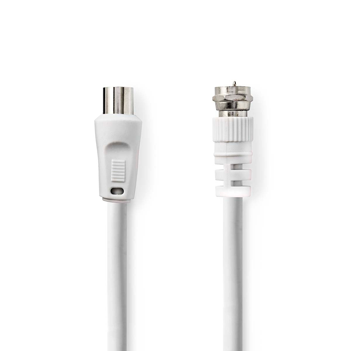 Satellite & Antenna cable | F Male | IEC (Coax) Male | Nickel Plated | 30dB| 75 Ohm | Double Shielded | 5.00 m | Round | PVC | White | Envelope