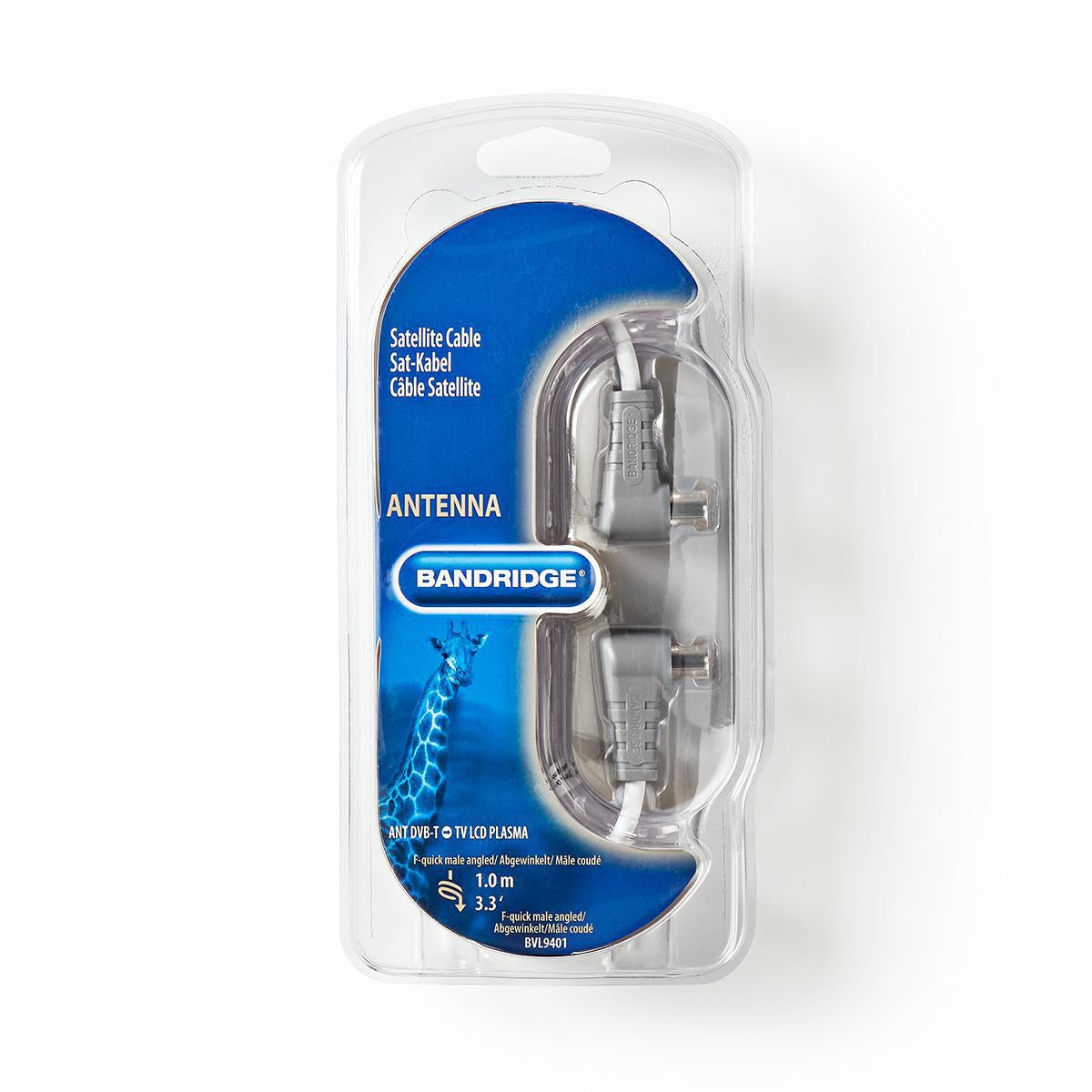 Satellite cable F-quick connector male, angled - F-quick connector male, angled 1.00 m white