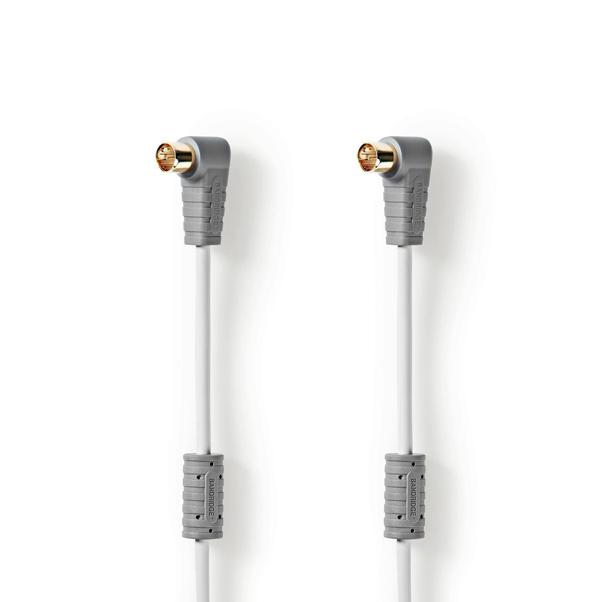 Satellite cable F-quick connector male, angled - F-quick connector male, angled 5.00 m white