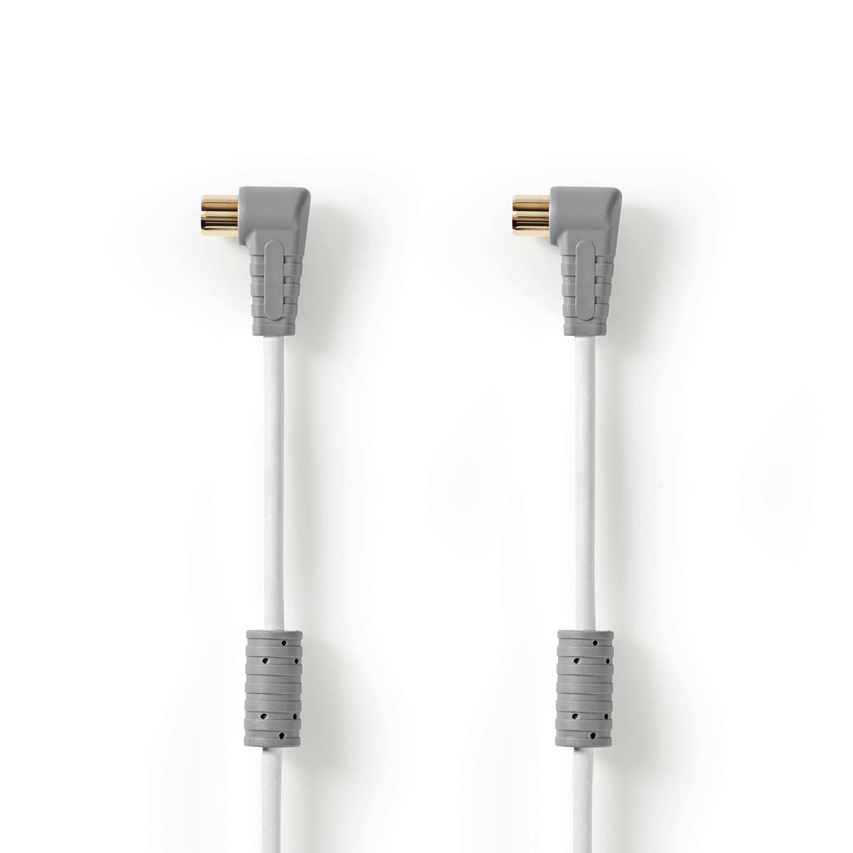 Satellite cable F-quick connector male, angled - F-quick connector male, angled 5.00 m white